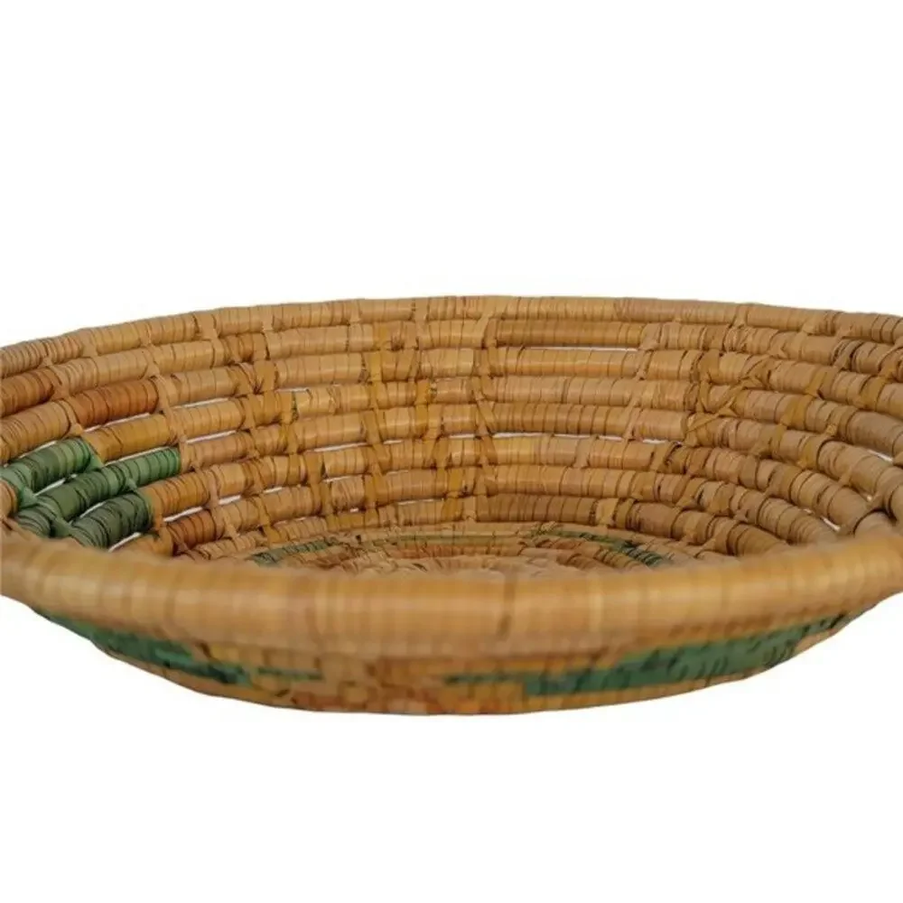Handwoven Wicker Wall Basket Small Round Tray Boho Natural Home Decor